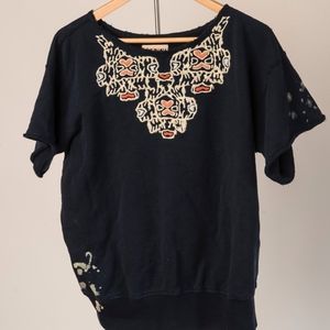 Anthropologie - Pepin Navy Blue Shirt with Accents
